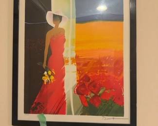 Woman with Flowers Lithograph by Emile Bellet