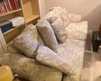 Floral Upholstered Sofa with Accent Pillows