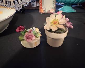 Set of Two Vintage Bone China Floral Figurines