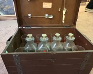 Vintage Portable Bar Set with Decanters and Tumblers second image