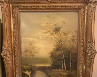 Landscape Painting with Moonlit Sky