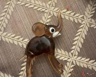 HandBlown Amber Glass Elephant Figurine second image
