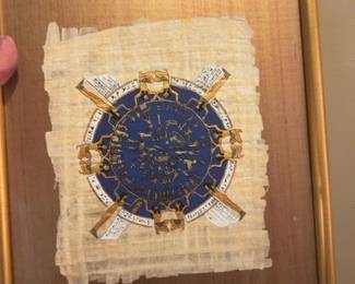 Framed Egyptian Papyrus Zodiac Wheel of Dendera second image