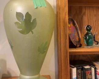 Frosted Glass Vase with Leaf Motif