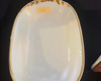 Limoges Porcelain Serving Dish with Gilt Rim