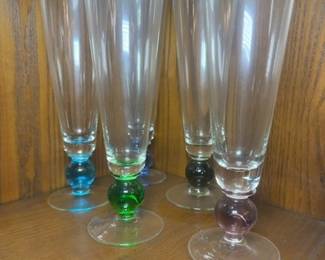 Set of Colored Ball Stem Flute Glasses second image