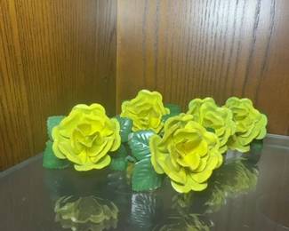 Set of Yellow Rose Napkin Rings