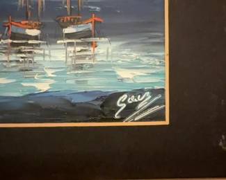 Seascape with Sailboats Oil Painting by Saiz third image