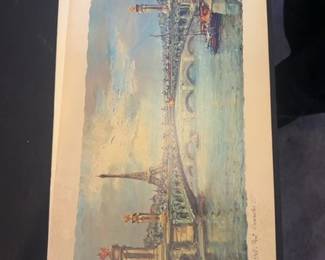 G. Leon Print Eiffel Tower and Pont Alexandre III