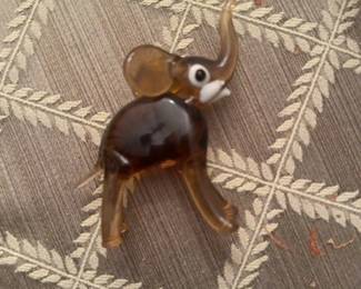 HandBlown Amber Glass Elephant Figurine