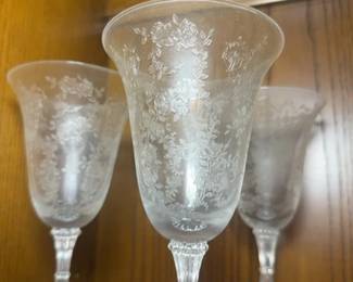 TiffinFranciscan Cherokee Rose Etched Crystal Wine Glasses second image