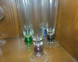 Set of Colored Ball Stem Flute Glasses third image