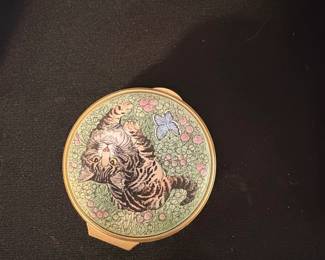 Staffordshire Enamels Hinged Trinket Box with Cat and Butterfly second image