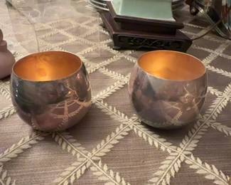 Sterling Silver Etched Roly Poly Tumblers Set of  second image