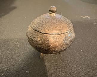 Ornate Metal Trinket Box with Lid