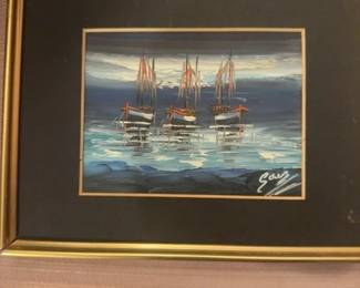 Seascape with Sailboats Oil Painting by Saiz