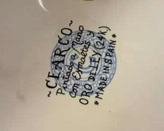 CEARCO HandPainted Ceramic Plate with k Gold  Birds and Flowers second image