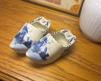 Pair of Delft Blue Miniature Clogs