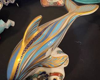Royal Crown Derby Striped Dolphin Porcelain Figurine second image