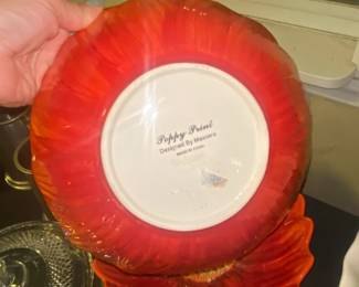 Maxcera Red Sunflower Ceramic Chip  Dip Serving Dish second image