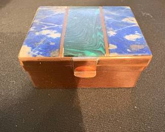 Lapis Lazuli and Malachite Inlaid Wooden Box