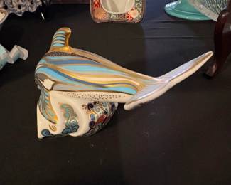 Royal Crown Derby Striped Dolphin Porcelain Figurine