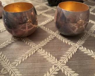 Sterling Silver Etched Roly Poly Tumblers Set of 