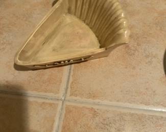 Vintage Ceramic Fan Shaped Wall Pocket Vase