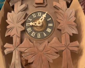 Black Forest Cuckoo Clock with Leaf and Bird Motif
