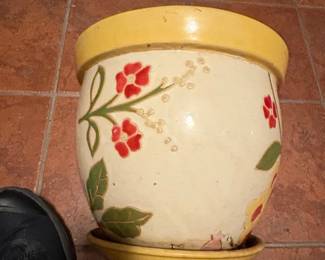 HandPainted Ceramic Planter with Saucer