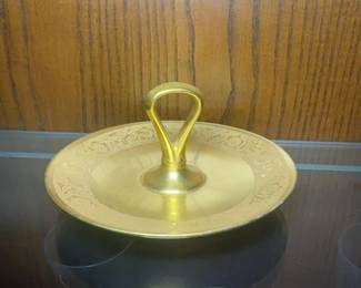 GoldTone Footed Candlestick with Handle