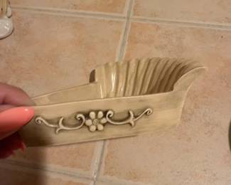 Vintage Ceramic Fan Shaped Wall Pocket Vase second image
