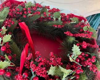 Christmas wreaths in storage cases