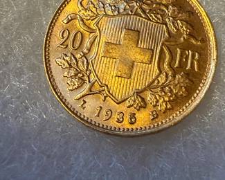 .900 fine gold 1935 30 fr Swiss