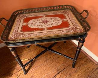 antique porcelain tray and stand (tray cracked)
