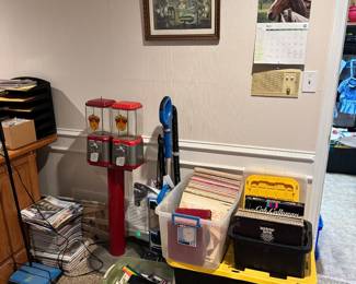 Antique Gumball machine & Vinyl Records
