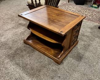 Solid wood side table w/doors and shelf