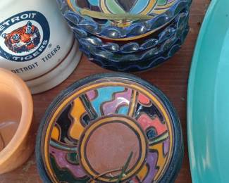 hand-painted Mexican / Talavera-style pottery bowls