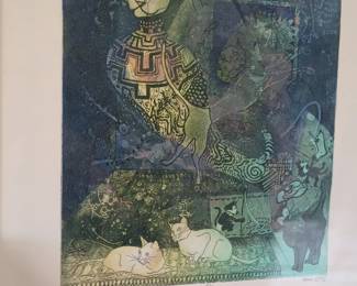  framed artwork "Cat Tales - Cat-e-gory" by artist Ann Otis
