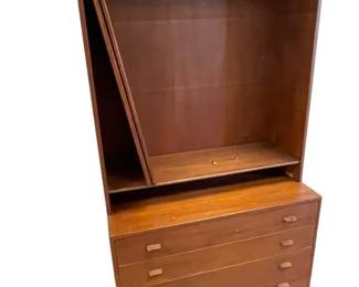 midcentury modern Danish teak twopart wall cabinet designed by Hans Wegner for RY Mbler