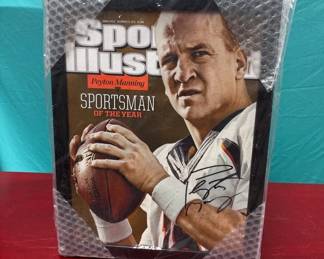 Framed Canvas Print Autographed By Peyton Manning