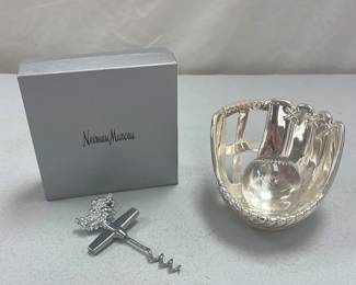Neiman Marcus Baseball Glove Paperweight And Corkscrew