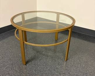 Brass finish round coffee table