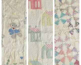 Handmade Quilts  Trio Of Older, Loved And Worn