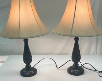 Burnished Wood Effect Lamp Pair