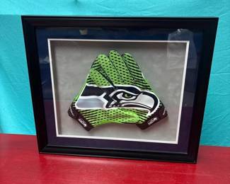 Framed Seattle Seahawks Receivers Gloves
