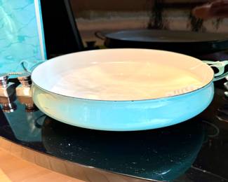 $80 - Vintage Dansk Turquoise Enamel Paella Pan