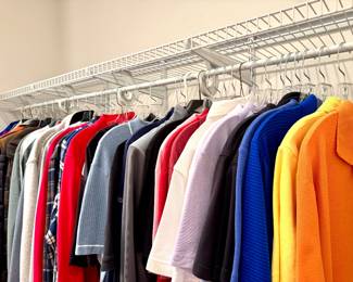 Shop men’s clothing in-person! Sizes range from S-M.