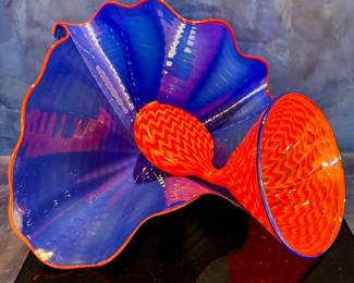 "Lapis Persian Pair" by Dale Chihuly glass sculpture 11"x10"x6 1/2" - Call to Inquire
