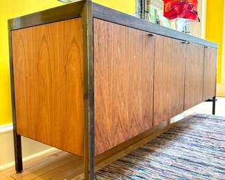 $900 - Mid-Century 4 door Credenza Accent Cabinet - 75" x 20" x 29". A blemish on left front leg as shown in this image